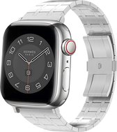 Strap-it Stalen schakel horlogeband - Geschikt voor Apple Watch bandje - Series 1/2/3/4/5/6/7/8/9/SE - Zilver - Premium metalen band met RVS vlindersluiting - iWatch bandje voor maat: 38 mm 40 mm 41 mm
