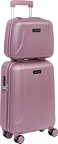 CarryOn Skyhopper Handbagage en Beautycase - 55cm TSA Trolley en Make-up koffer - Old Pink