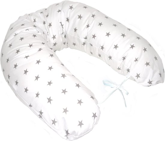 Voedingskussen - MamaLoes Amy Wit met Grijze Sterren Voedingskussen 66781