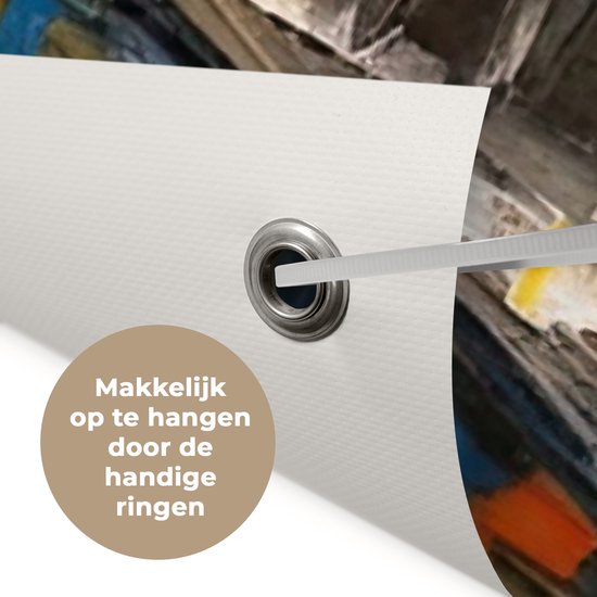 Affiche de jardin - Toile de jardin - Posters de jardin extérieur - Tour Eiffel - Tableau - Peinture à l'huile - Paris - 90x120 cm - Jardin