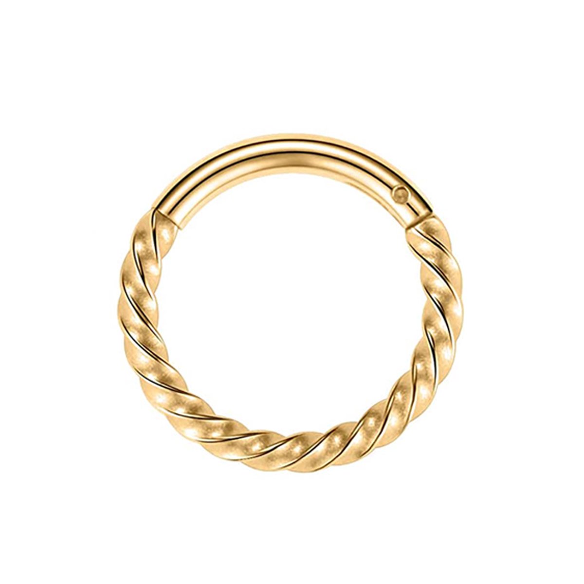Chirurgisch Stalen Ring Piercing - Twist -Diameter 8mm - Dikte 1.2mm - Ringetje geschikt voor Helix, Tragus, Septum, Lip, Neus & wenkbrauw piercing- goudkleurig