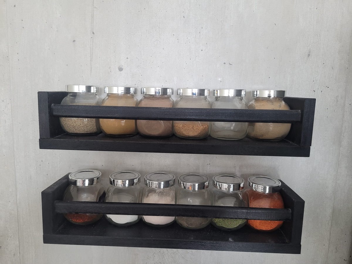 Stylewood -Kruidenrek Zwart-Hout-ophang 2 -Delig