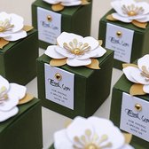 Creatieve Bloem Vierkante Candy Box (50 stuks) - Olijfgroen - Voor Verjaardagen Bruiloften Gelegenheden - Anniversary Gift Box - Geschenkdozen - Cadeau Verpakkingen - Feest Doosjes