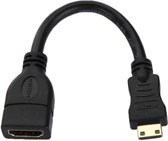 16 cm Vergulde Mini HDMI Male naar HDMI 19-pins vrouwelijke kabel (zwart)