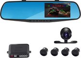 PZ621 4,3-inch LCD-achteruitkijkspiegel Autorecorder met achteruitrijcamera + 4 achterradar + parkeersensor