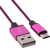 1m Micro USB naar USB 2.0 data- / laadkabel in geweven stijl, voor Samsung, HTC, Sony, Lenovo, Huawei en andere smartphones (paars)