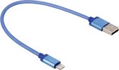 25cm Netto Stijl Metalen Kop 8 Pin naar USB Data / Oplaadkabel, voor iPhone XR / iPhone XS MAX / iPhone X & XS / iPhone 8 & 8 Plus / iPhone 7 & 7 Plus / iPhone 6 & 6s & 6 Plus & 6s Plus / iPad (Blauw)