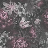 BONTE BLOEMEN BEHANG | Botanisch - grijs roze zwart wit - A.S. Création PintWalls II