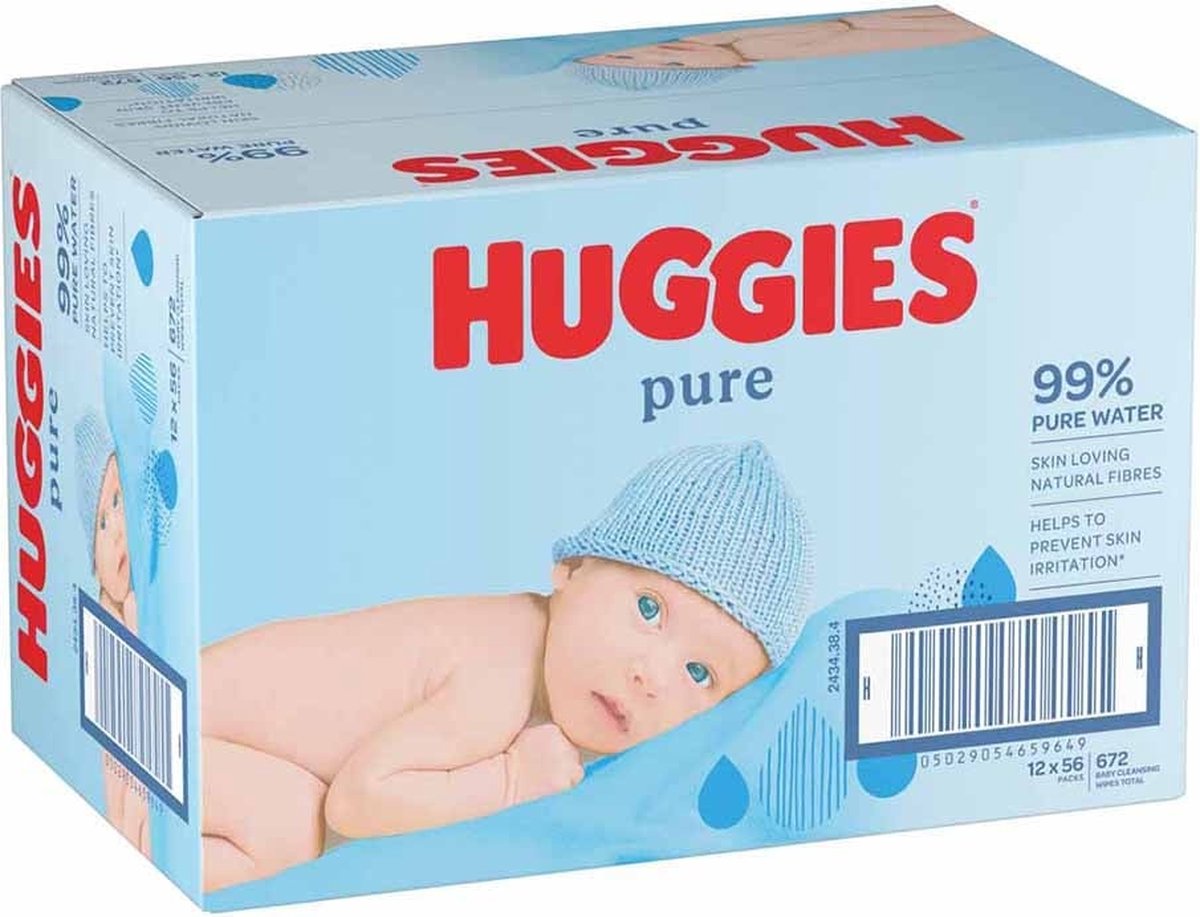 Goedkoopste Huggies - Pure - Billendoekjes - 672 babydoekjes - 12 x 56