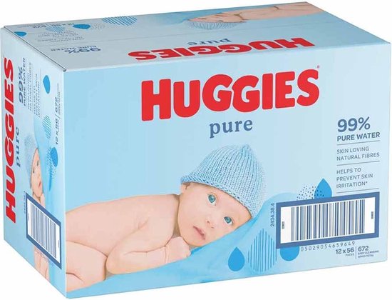 Huggies - Pure - Lingettes - 672 lingettes bébé - 12 x 56 | bol.com