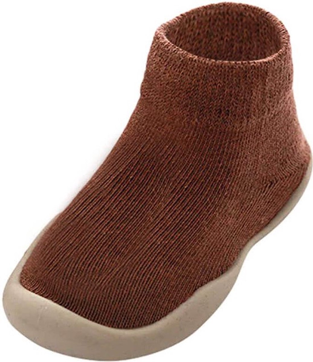 Antislip baby schoentjes – eerste loopschoentjes – schoenmaat 20-21 – 12-18 maanden (13cm) - mocca bruin – Completebabyuitzet