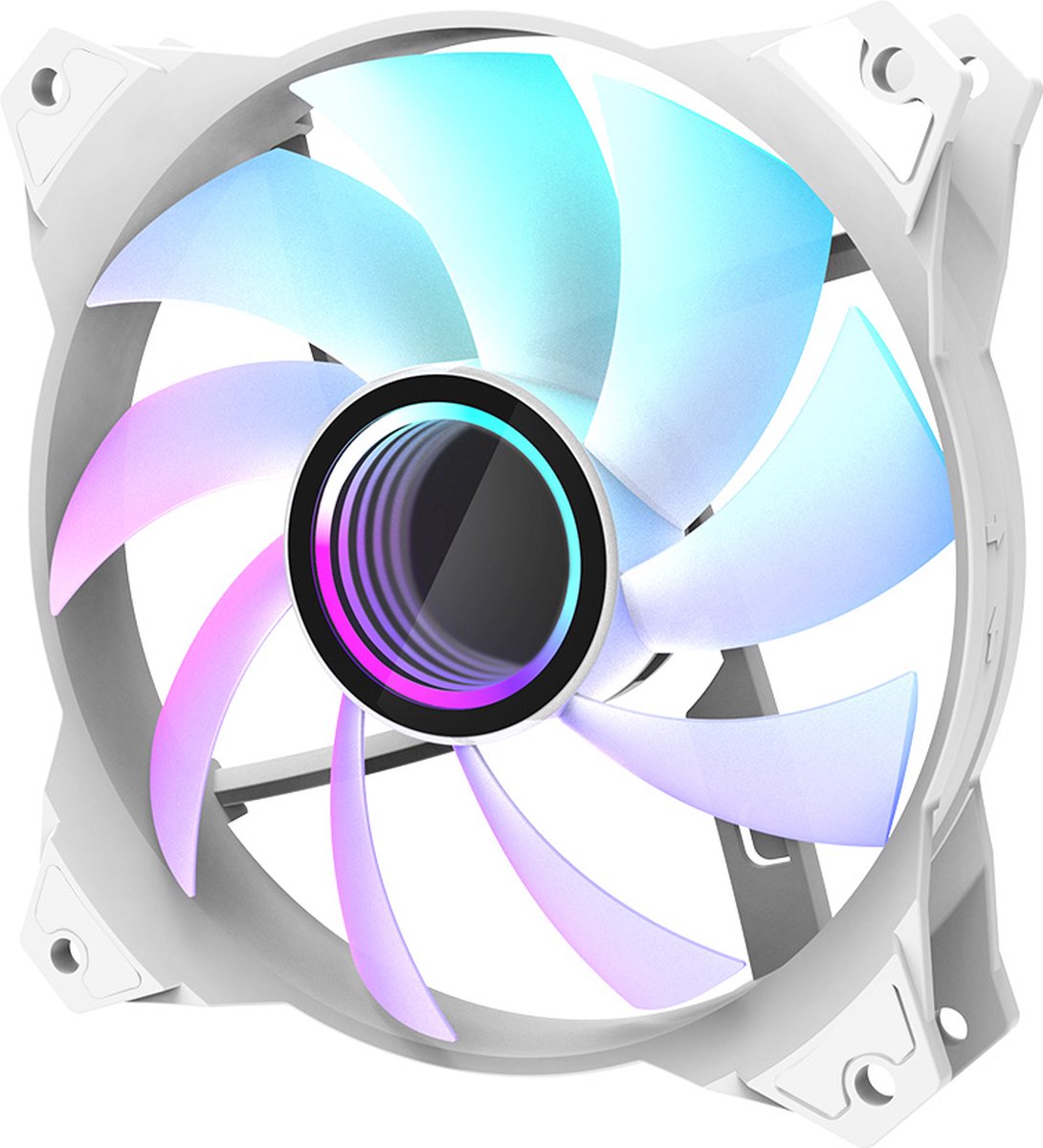 Zalman ZM-IF120 WH - 120mm Addressable RGB Fan/ 1-to-2 Addressable RGB LED Splitter Cable included/ Infinity RGB lighting effect/ Fan speed : 1,200 RPM plm10%/ Max. Noise : 21.0dB(A) plm10%/ Max. Air Flow : 55.2CFM plm10%
