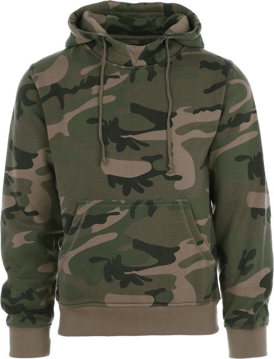 Hooded sweater zonder rits woodland camo