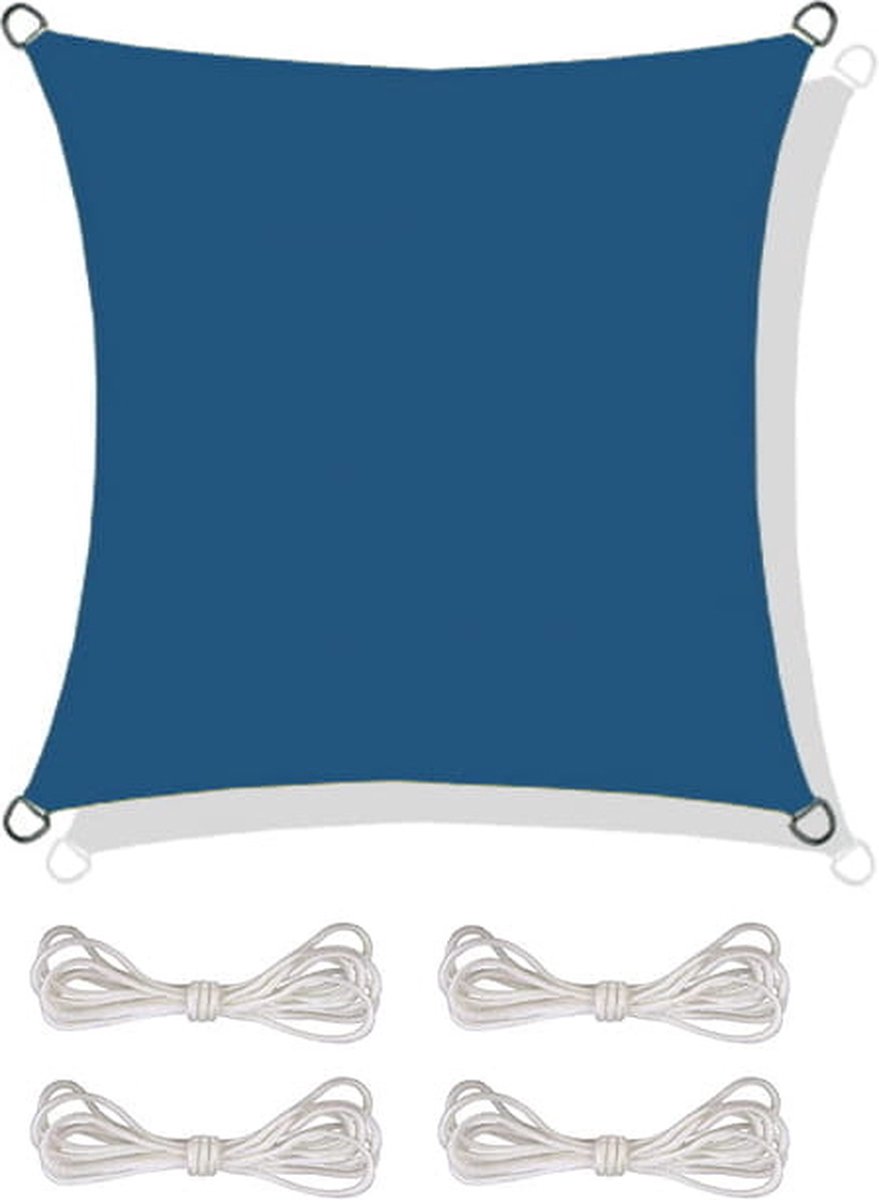 Schaduwdoek vierkant - 3,6x3,6m - waterdicht - blauw