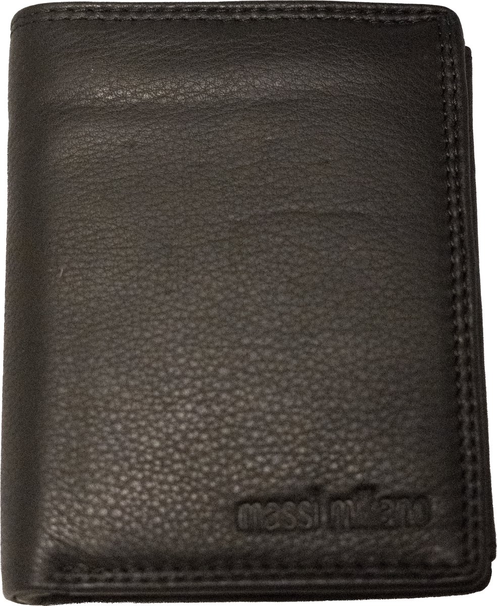 Wild Leather Only !!! Portemonnee Heren Hunter leer Zwart -( WHRS-029-6) -Staand Model-