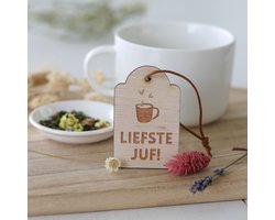 Theeplankje Giftset 'Liefste Juf' - bedankje juf met thee