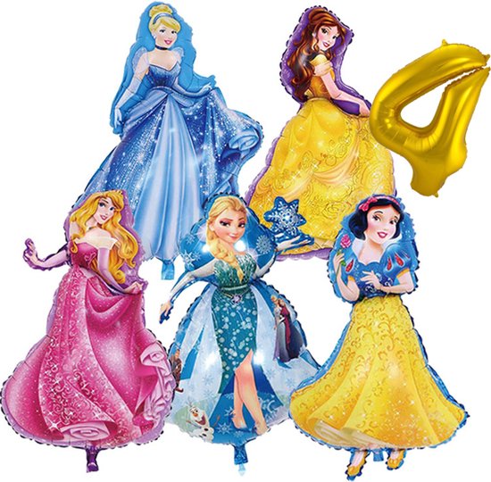5 prinsessen ballon set - 90x55cm - Folie Ballon - Prinses - Themafeest - 4 jaar - Verjaardag - Ballonnen - Versiering - Helium ballon