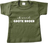 Baby t-shirt korte mouw - Ik word grote broer - Groen - Maat 92 - Zwanger - Geboorte - Big Brother - Aankondiging - Zwangerschapsaankondiging - Peuter - Dreumes