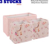 Organisateur de tiroir - Set de 3 Boîtes de rangement - Accessoires pour organisateur de Chambre de bébé - Décoration de chambre d'enfant - Coffre à jouets couleur rose