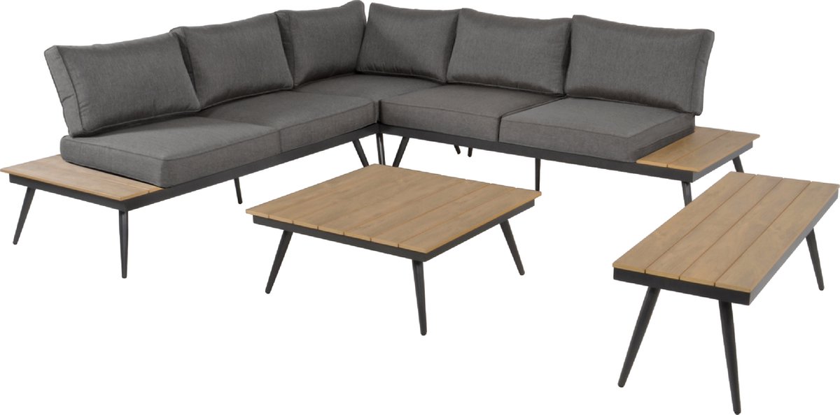 Loungeset tuinmeubels Deluxe - loungesets - loungeset tuin - tuinsets - tuinset 6 persoons - Antraciet - 164 x 76 x 67,5 cm