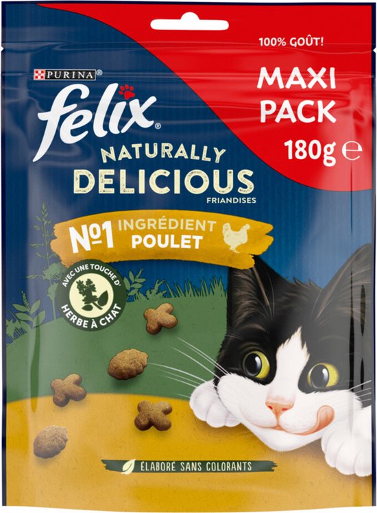 Felix Naturally Delicious Catnip - Maxi Pack - Kattensnack - Kip 180 g