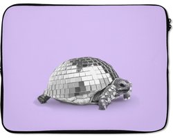 SleevesAndCases - Laptop sleeve - Laptophoes - Schildpad - Disco - Zilver - Paars - Laptop cover - 15 6 Inch - Laptophoezen
