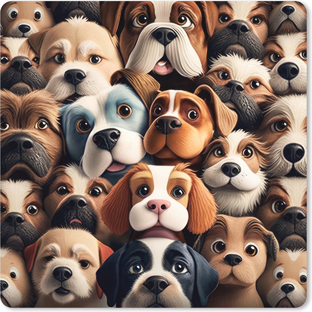Muismat XXL 80x80 cm - Bureau onderlegger - Bureau mat Hond - Patronen - Dieren - Bruin - Meisje - Jongen - Bureaumat - Gaming mousepad xl - Bureaulegger groot - Computer deskmat