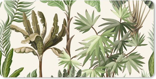 Muismat XXL 90x45 cm - Bureau onderlegger - Bureau mat Jungle - Palmboom - Bananenplant - Kinderen - Natuur - Planten - Bureaumat - Gaming mousepad xl - Bureaulegger groot - Computer deskmat