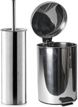 Zeller Badkamer/toilet accessoires - WC-borstel/pedaalemmer 3L- zilver