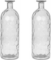 Bellatio Design Bloemenvaas - 2x - helder transparant glas honingraat - D7 x H20 cm - vaas
