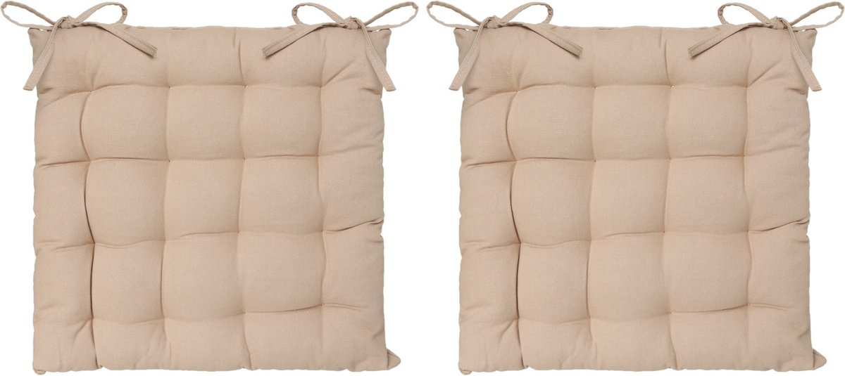 Atmosphera Tuintoelkussen - 8x - beige - katoen - 38 x 6 cm - zitkussen