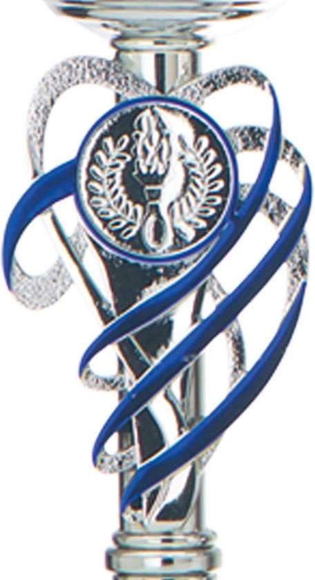 Trophée/coupe - décoration argent/bleu - métal - 22 x 8 cm - prix sportif |  bol.