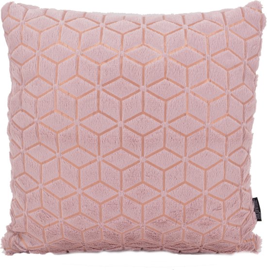 Sierkussen Pink/Gold Geometric | 45 x 45 cm | Polyester/Imitatiebont