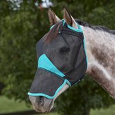 Weatherbeeta - Delux Fine Mesh Mask - Vliegenmasker - Met Neus - Zwart Turquoise - Maat Pony