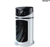 TechU™ Mini Airco 3 in 1 – Koelen, Blazen, Lucht Bevochtigen – Draagbare Luchtkoeler Koelventilator – 6 Wind Snelheden – Met Timing – USB Airconditioner – Wit