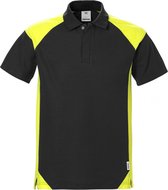 Fristads Poloshirt 7047 Phv - Zwart/hi-vis geel - XS