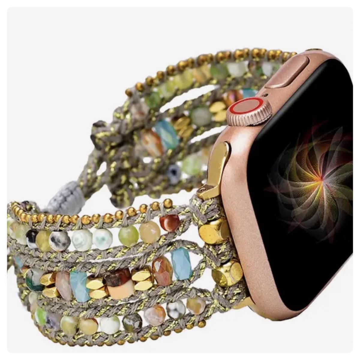 Applewatch horlogebandje Bohemian ibiza fijne glazen kraaltjes met geknoopte sluiting 42-44-45mm