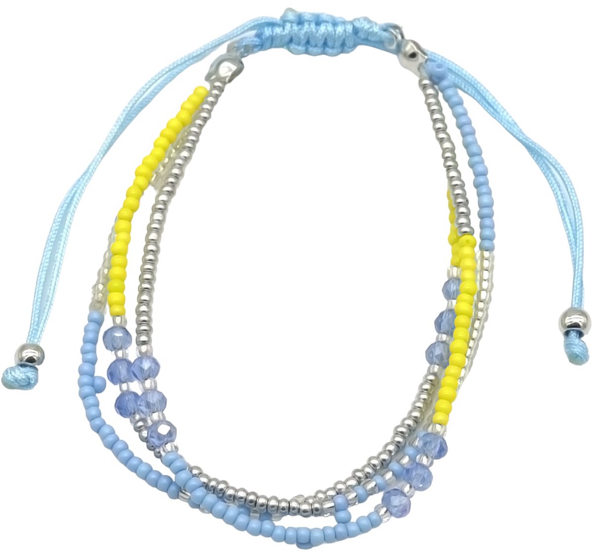 Armband Dames - Glaskralen - Verstelbaar - Blauw