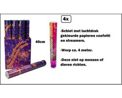4x Party shooter papier multi 40 cm - PAPIER - shooter confetti carnaval thema feest festival apres ski party