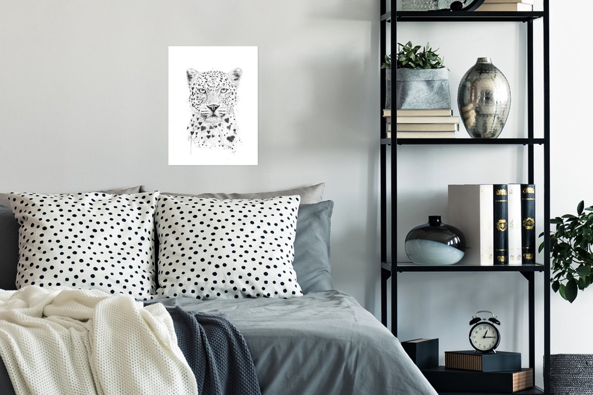 Poster Luipaard - Hartje - Wit - Dieren - 30x40 cm