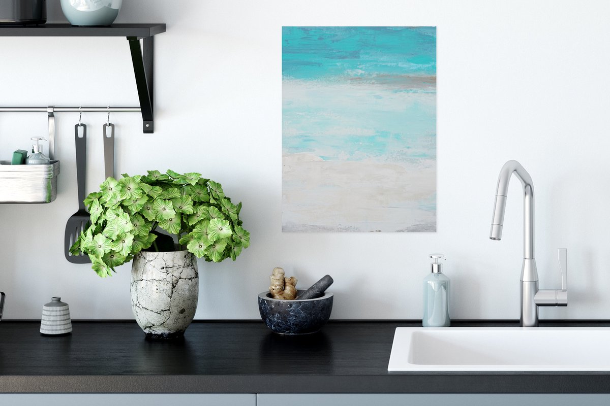 Poster Verf - Blauw - Wit - Kunst - 30x40 cm