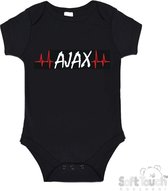 100% katoenen Romper "AJAX hartslag" Unisex Katoen Zwart/rood/wit/rood Maat 56/62