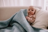 Couverture lit bébé laine - Pure Baby Love - abeille - turquoise