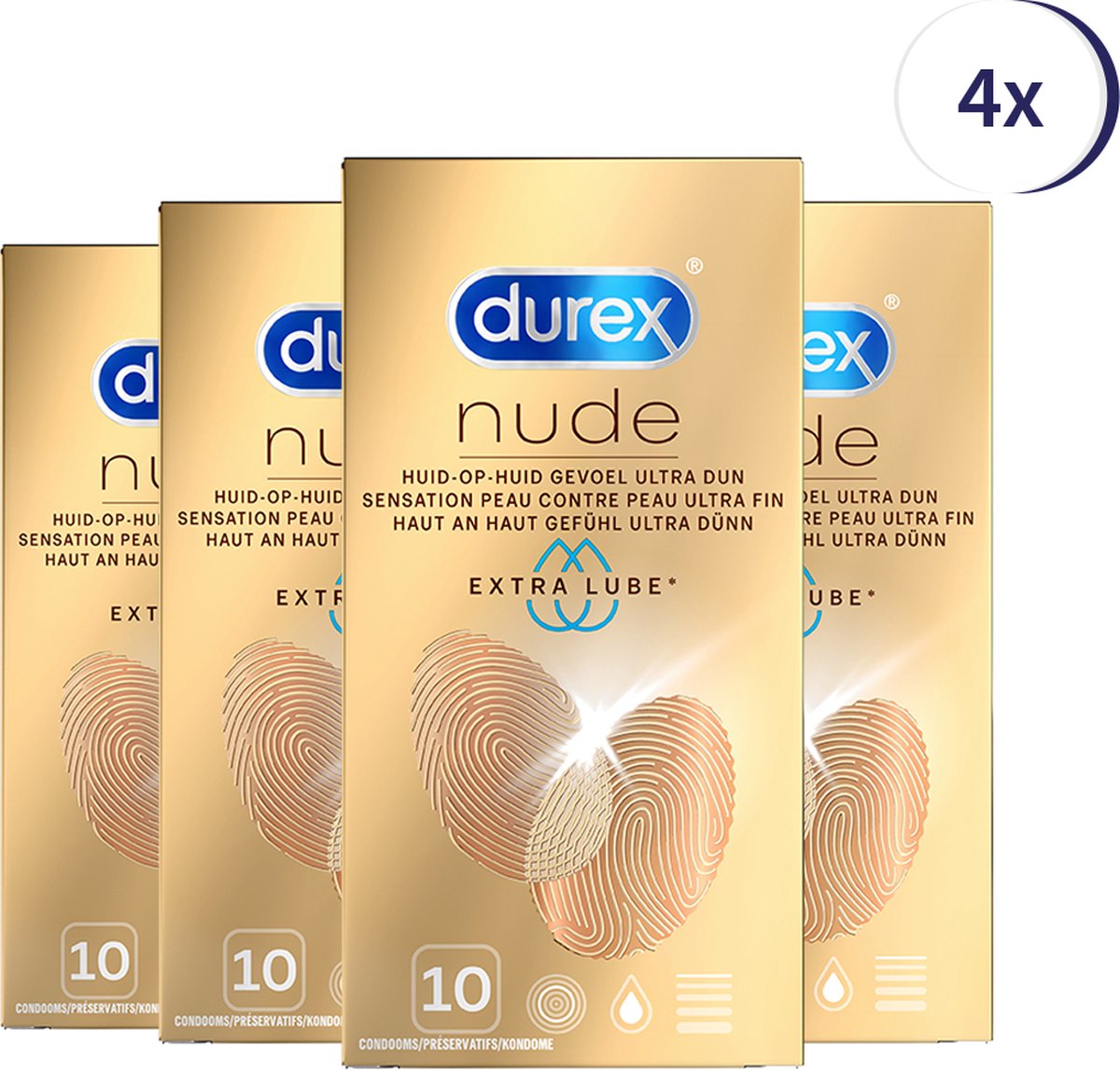 Durex Nude Extra Lube 10st x 4