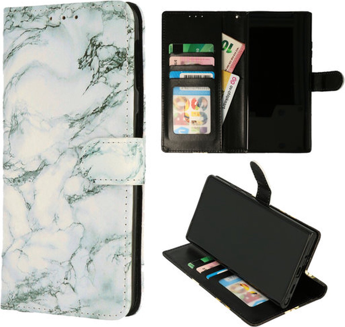 Cityhoesje - Bookcase iPhone XS Max incl. Pasjeshouder Marmer