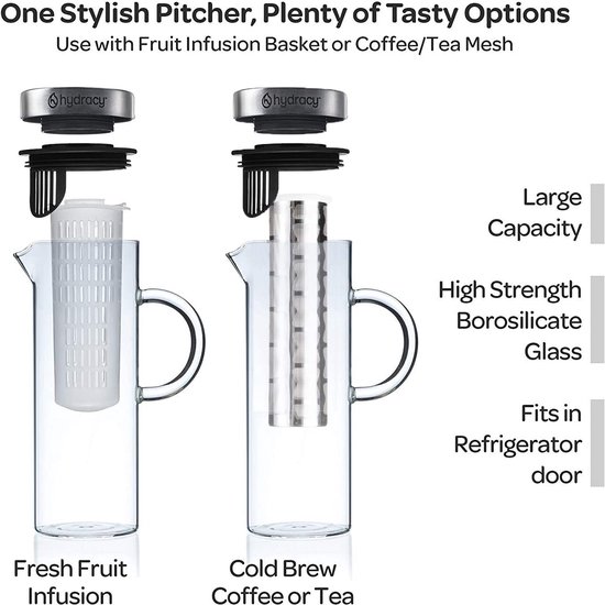 Carafe en verre 1,5 L avec filtre pour thés glacés