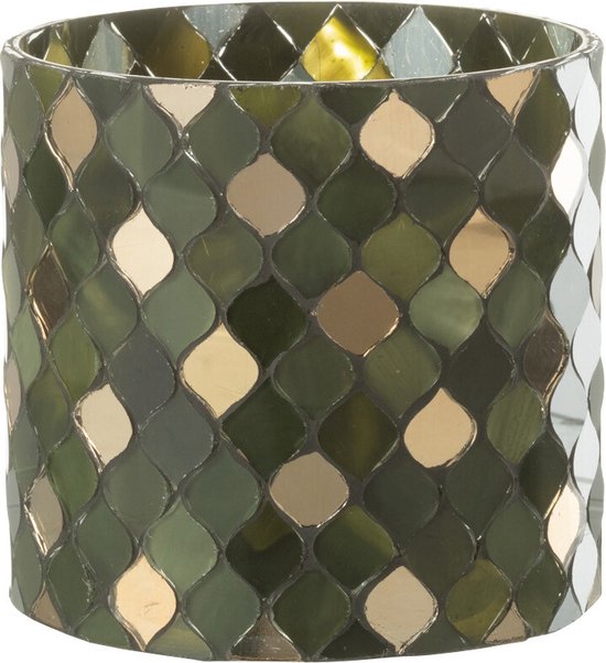 J-Line windlicht Mozaiek Cilinder - groen - medium