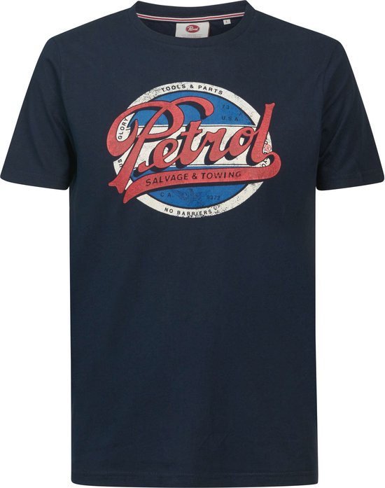 Petrol Industries - Heren Logoartwork T-shirt - Blauw - Maat L