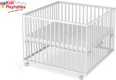 SÄMANN® Baby Box Premium 100x100 Wit met matras en in hoogte Verstelbare Bodem | Kinderbox | Baby-box Met Wielen