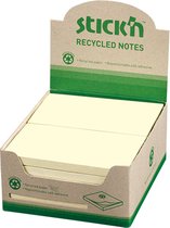Stick'n recycled sticky notes - 76x127mm, pastel geel, 100 sheets 1 note - doos 12 stuks.